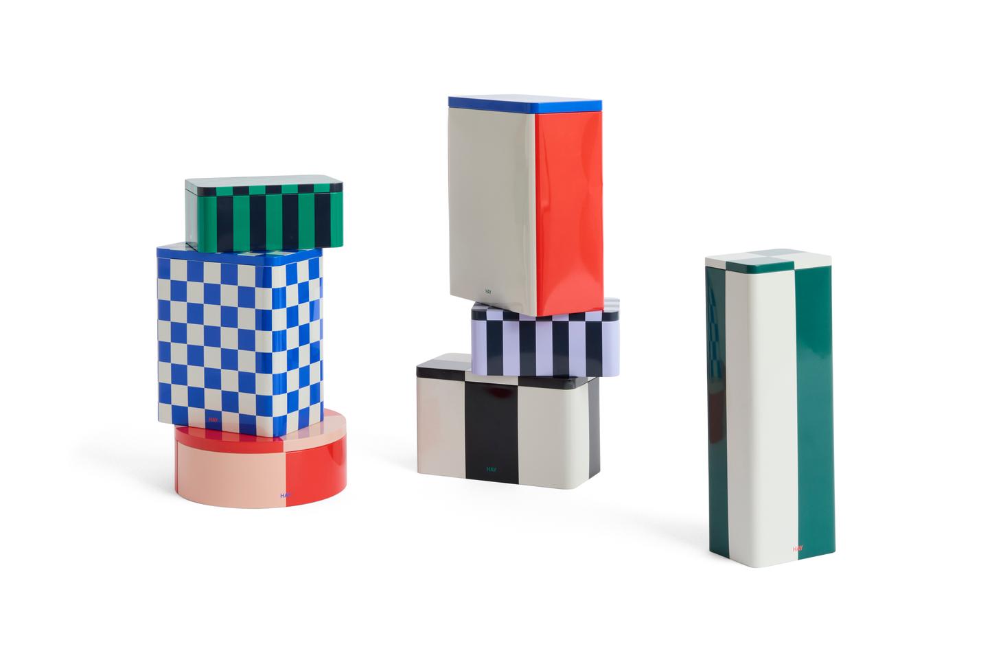 Tin Container klein grün und dunkelblau Aufbewahrungsbox Hay