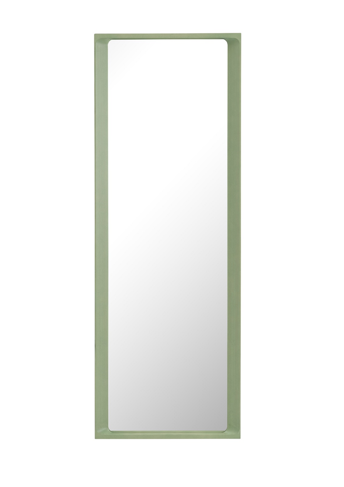 Rechteckiger Arced Mirror Spiegel von Muuto mit grünem Rahmen für moderne Wanddekoration und Inneneinrichtung.