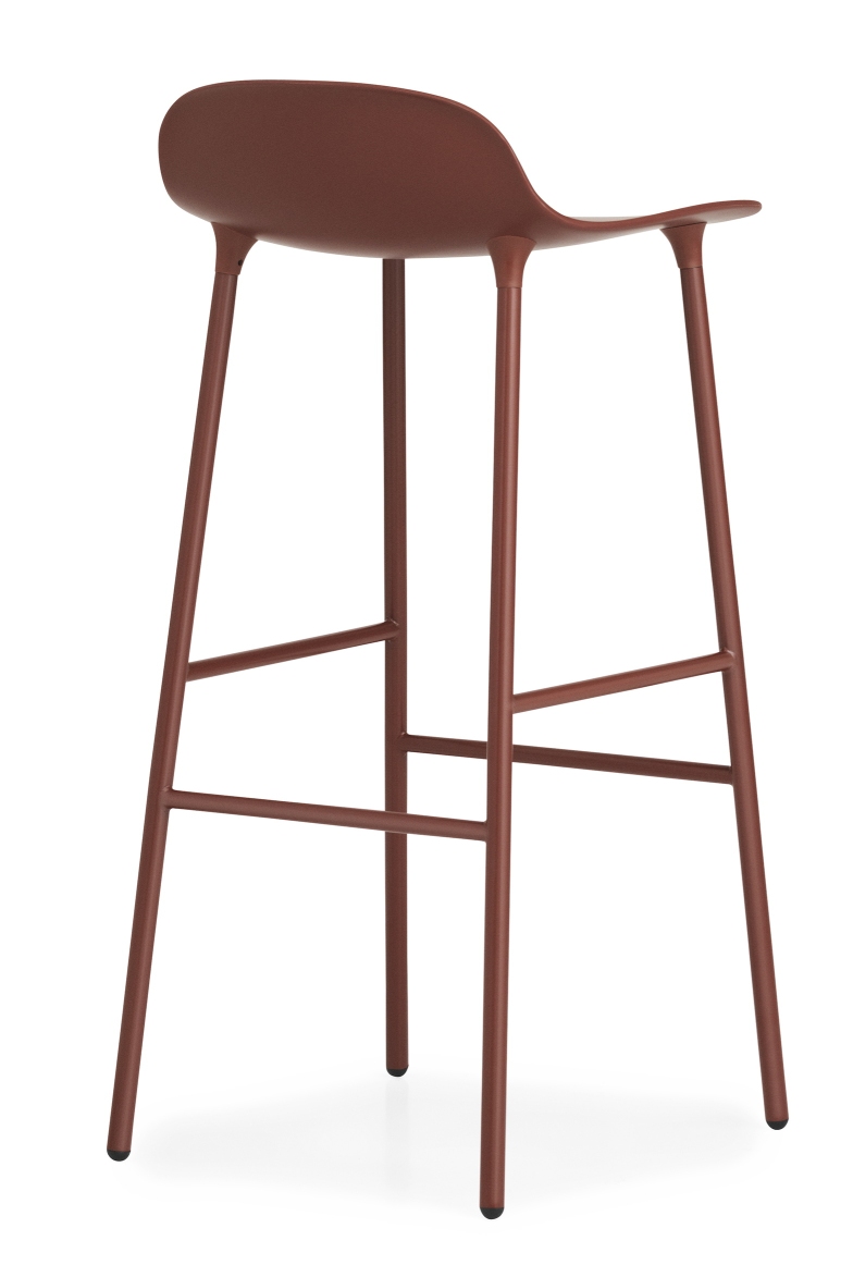 Form Barstool Barhocker von Normann Copenhagen, H 75 cm, Stahl, in Braun von hinten.