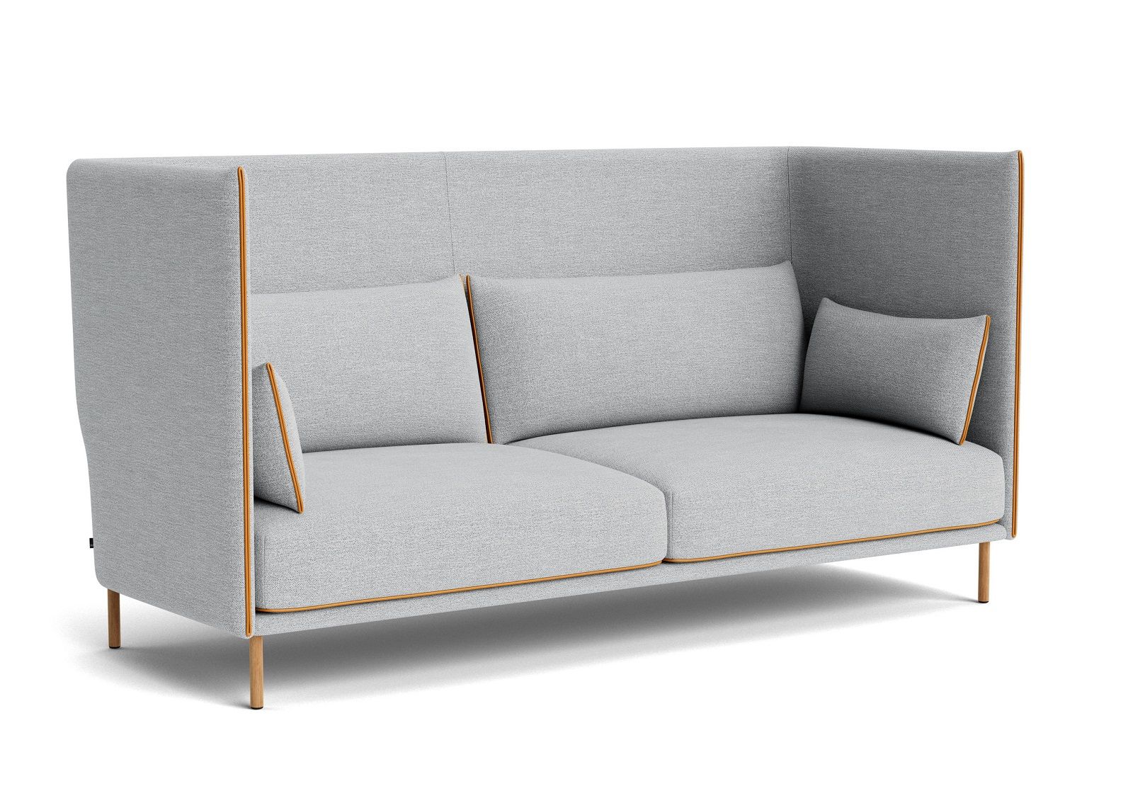 Graues Silhouette Sofa 2-Sitzer High Back von Hay mit hohem Rücken und Kissen.