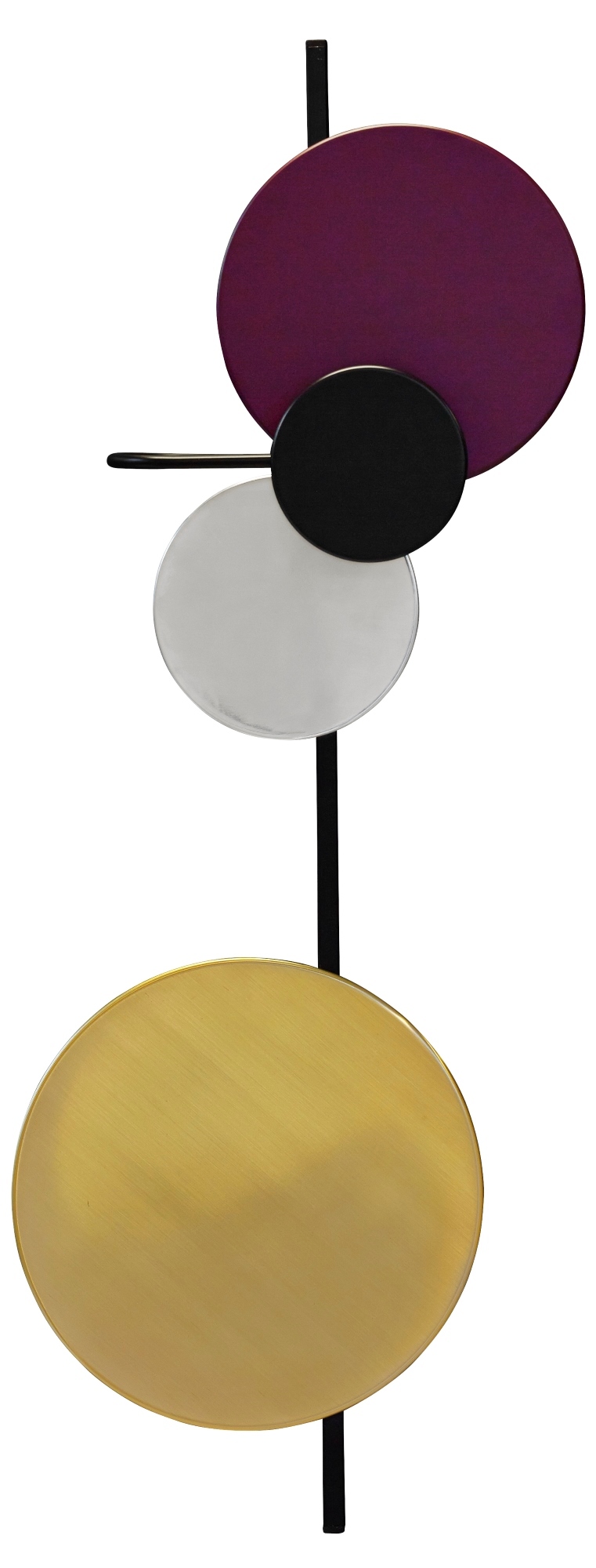 Planet Lamp Wandleuchte in indischem Rot: Moderne Wandlampe mit goldenen, weißen und roten Kreisen.