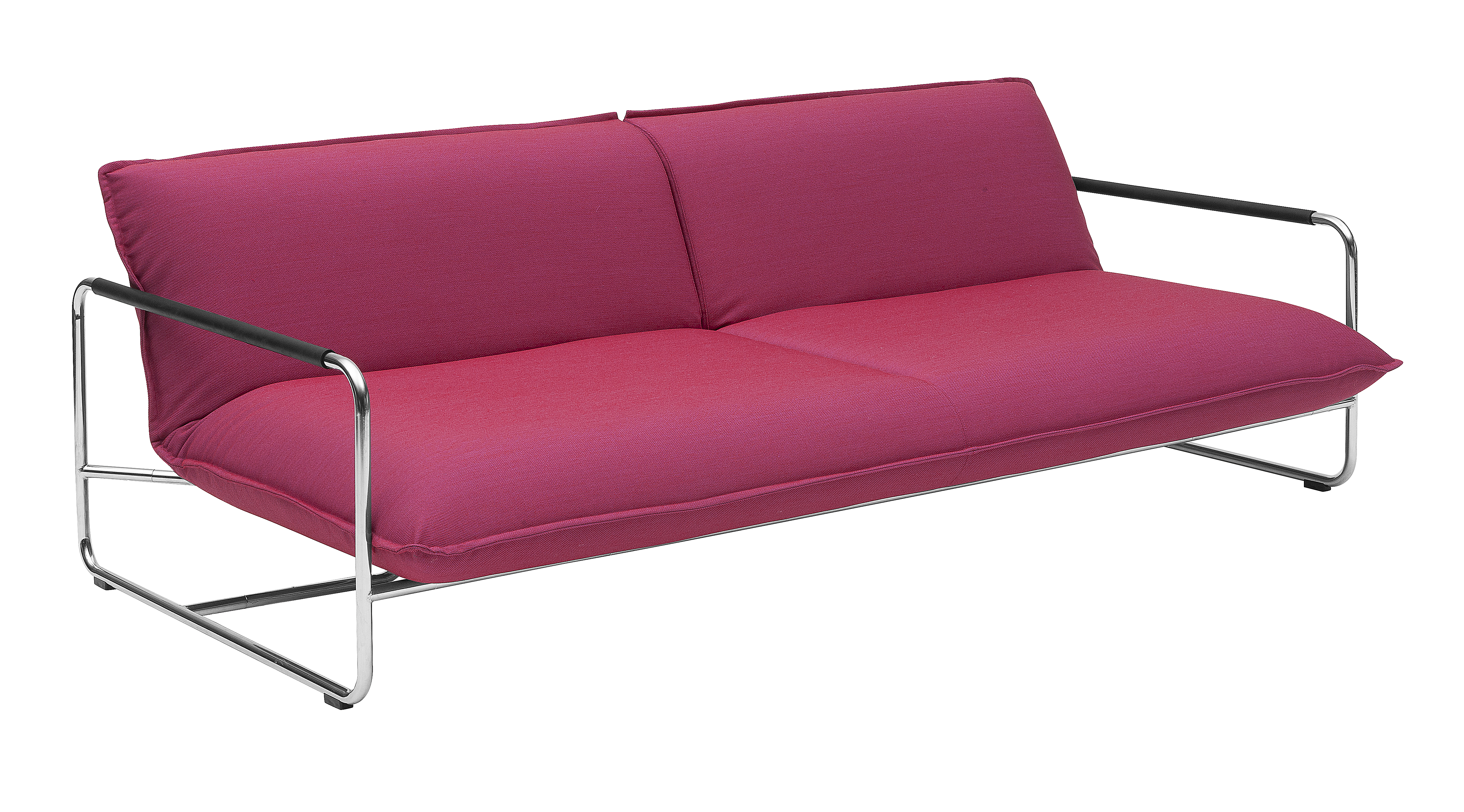 Nova Schlafsofa Softline in Pink mit Chromgestell, modernes Design für Wohnzimmer und Gästezimmer.