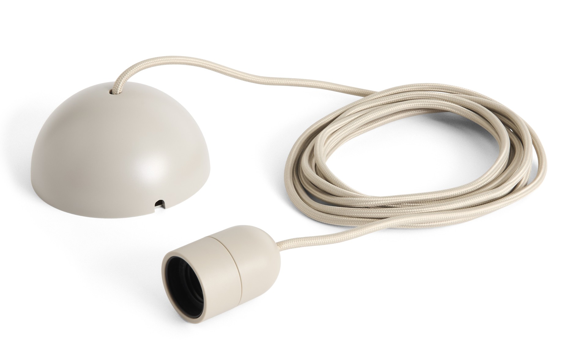 Hay Common Cord Set in Grau: Fassung, Baldachin und Textilkabel für Pendelleuchten.