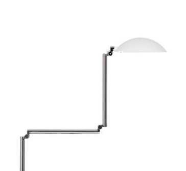 Orbis Stehleuchte mit verstellbarem Chromgestell und weißem Lampenschirm. Moderne Design Stehlampe für Wohnzimmer.