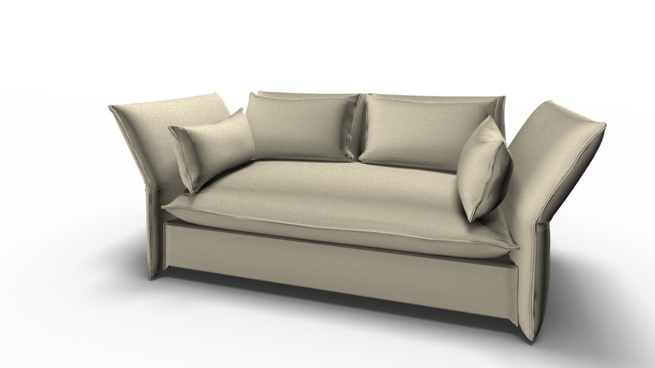 Cremefarbenes Mariposa Sofa von Vitra, ein modernes 2-Sitzer Sofa mit Kissen.