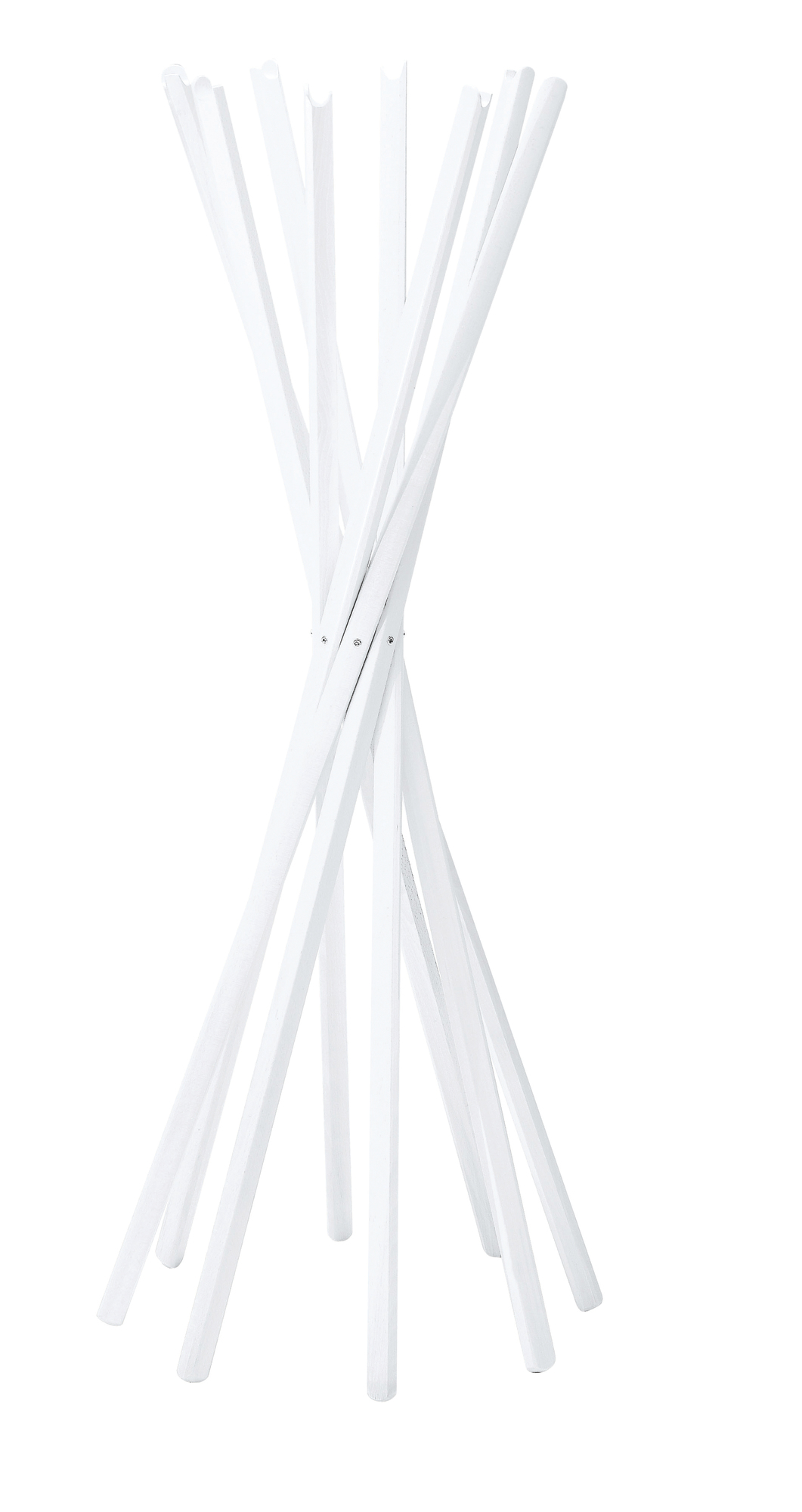 Sciangai Kleiderständer von Zanotta, weiß lackiert. Moderner Garderobenständer aus Holz für Flur und Eingangsbereich.