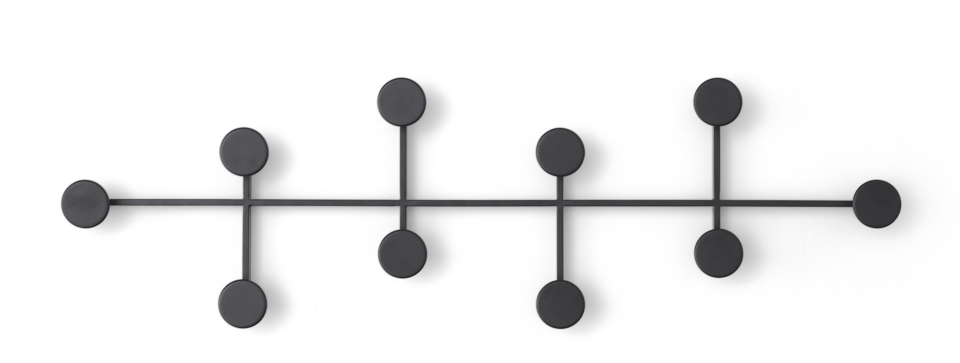 Afteroom Coat Hanger, große schwarze Garderobe mit sieben Haken, modernes Design.