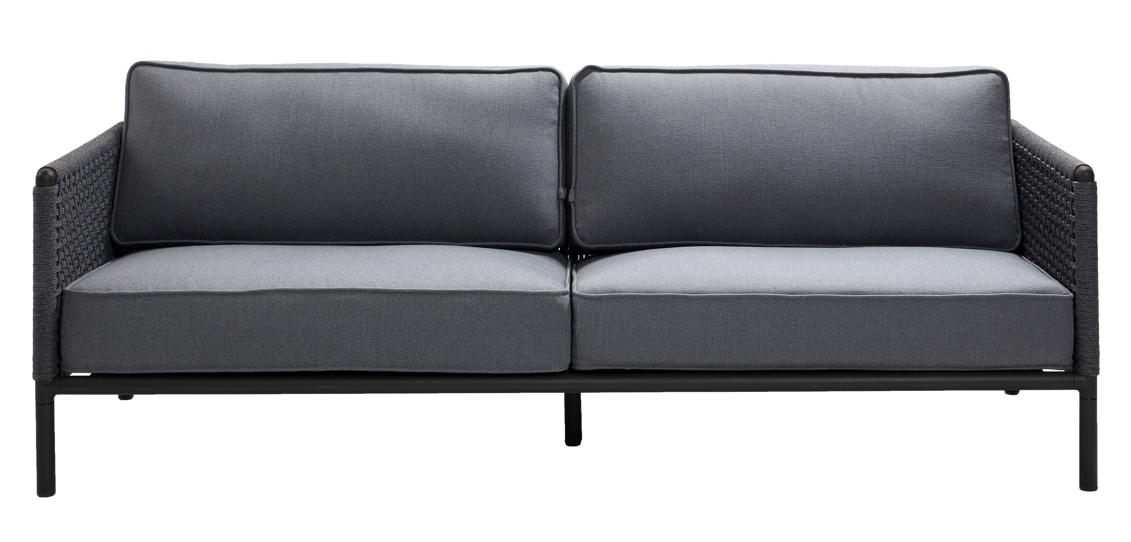 Graues Encore Sofa von Cane-Line mit AirTouch Kissen, modernes Design für Garten und Terrasse.