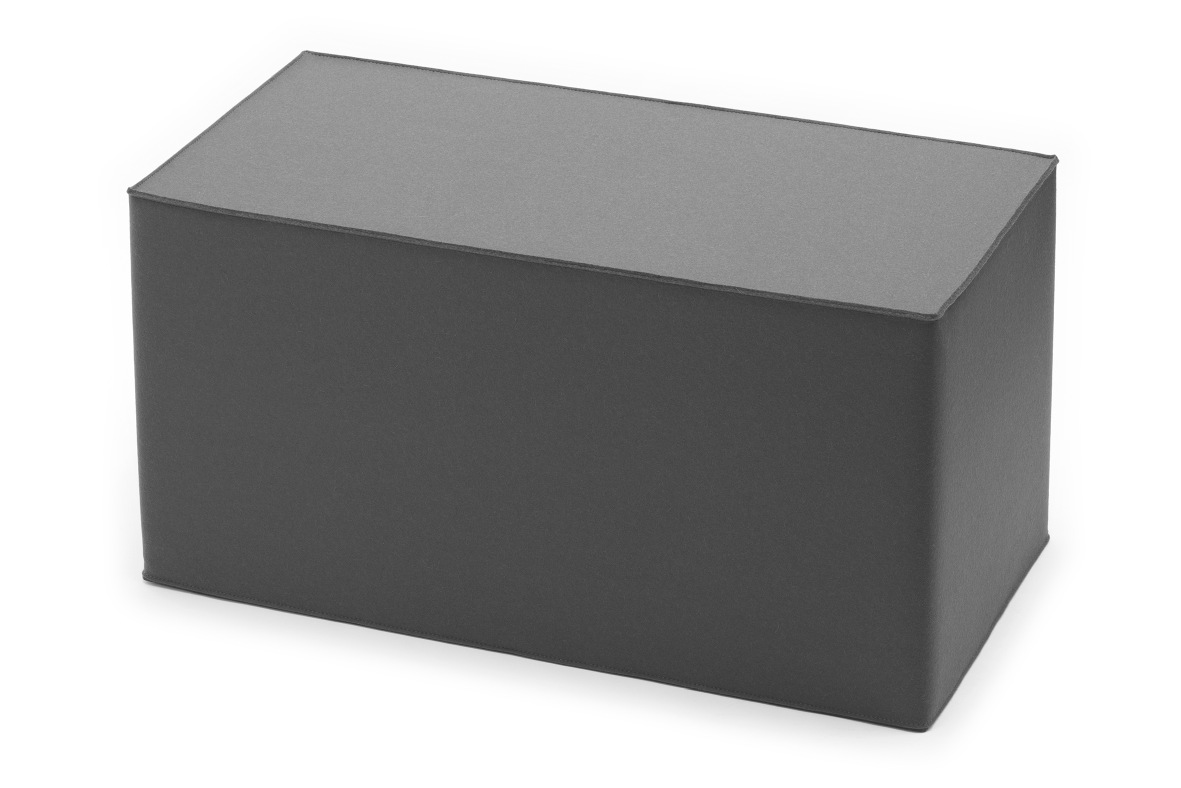Grauer Quader Sitzhocker von Hey Sign, modernes Sitzmöbel für Wohnzimmer und Büro.