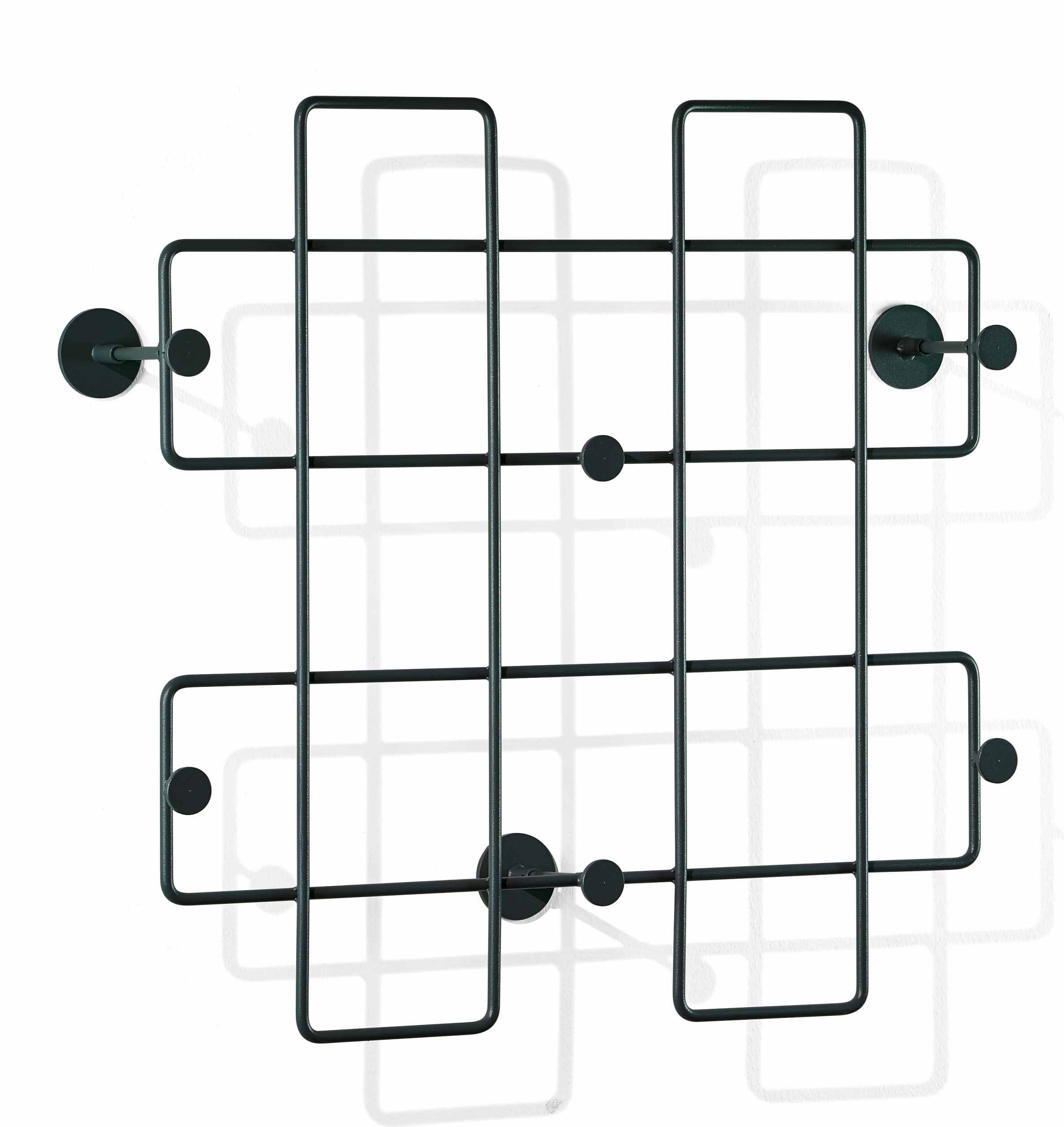 Schwarze Bazar Wandgarderobe von Richard Lampert, moderne Kleiderhaken aus Metall für Flur und Diele.