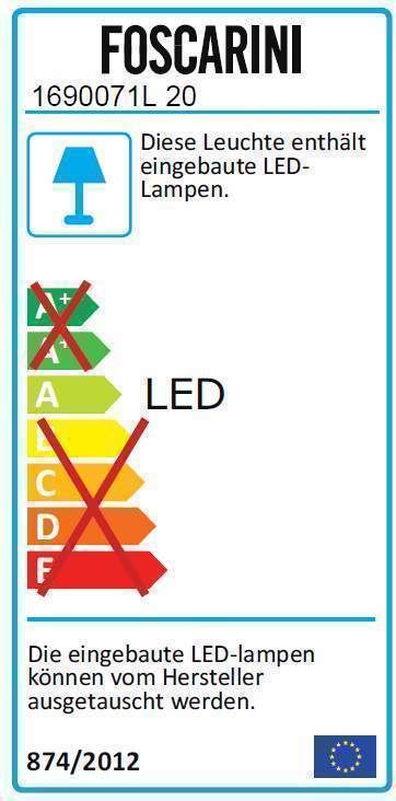 Energieetikett der Foscarini Allegro Ritmico Deckenleuchte mit LED-Effizienzklasse A.