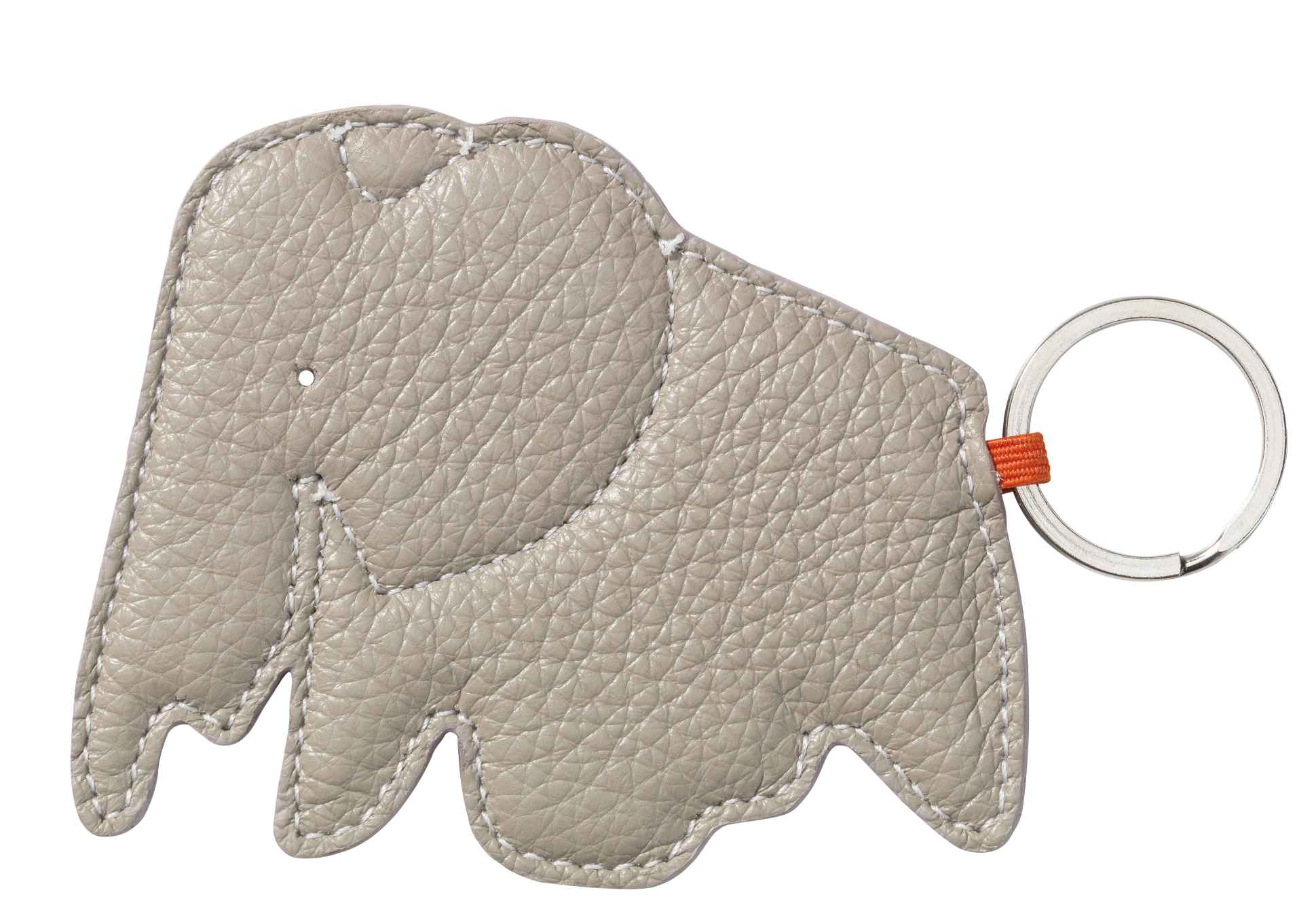 Keyring Schlüsselanhänger in Elefantenform, Vitra Design, Farbe Sand, aus hochwertigem Leder mit Metallring.