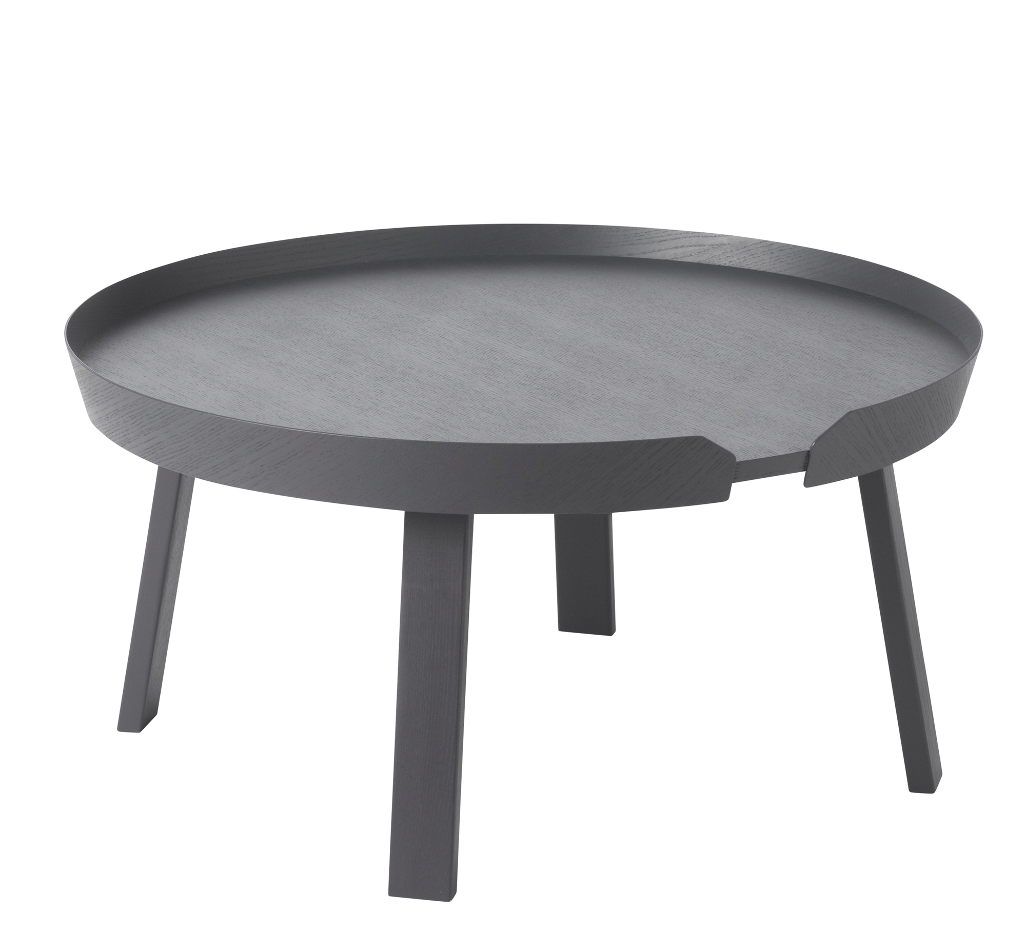 Grauer "Around" Couchtisch von Muuto aus Eiche, modernes Design mit drei Beinen.