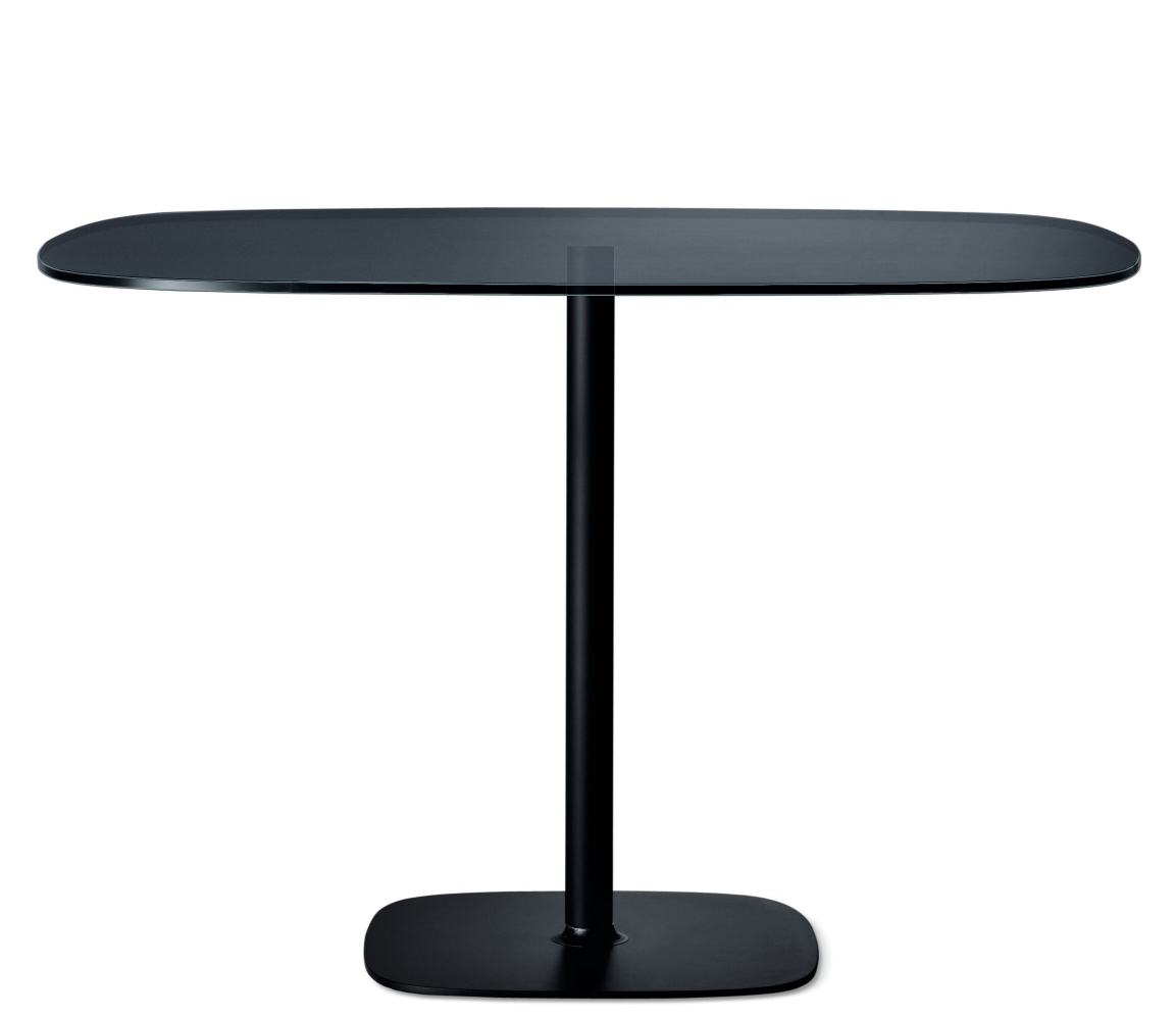 Schwarzer Lox Table Tisch von Walter Knoll mit Glasplatte und Metallfuß.