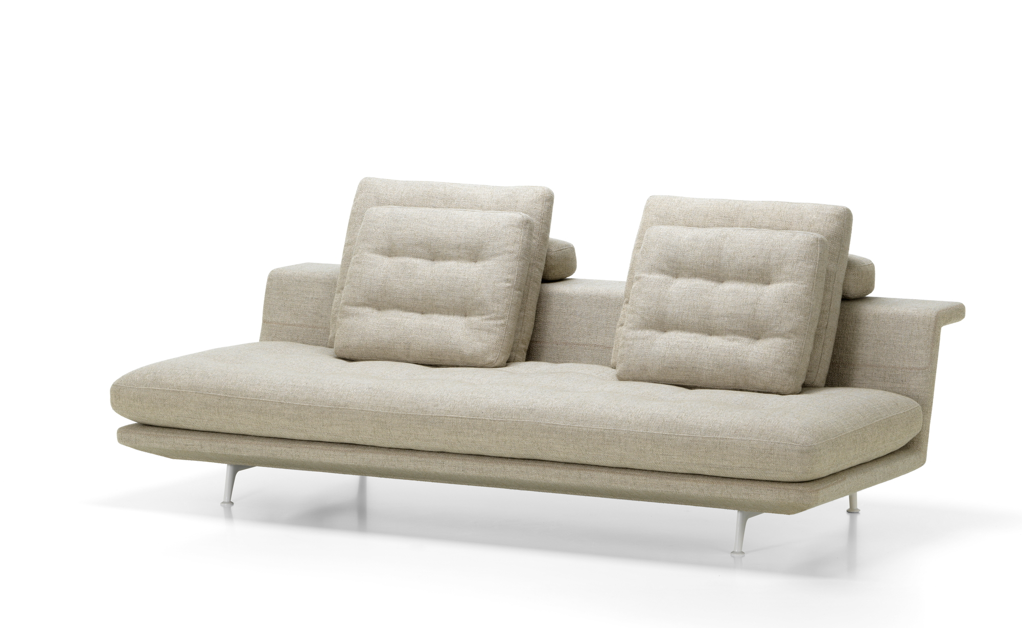 Beiges Vitra Grand Sofa 3-Sitzer mit Kissen, modernes Design für Wohnzimmer und Loungemöbel.
