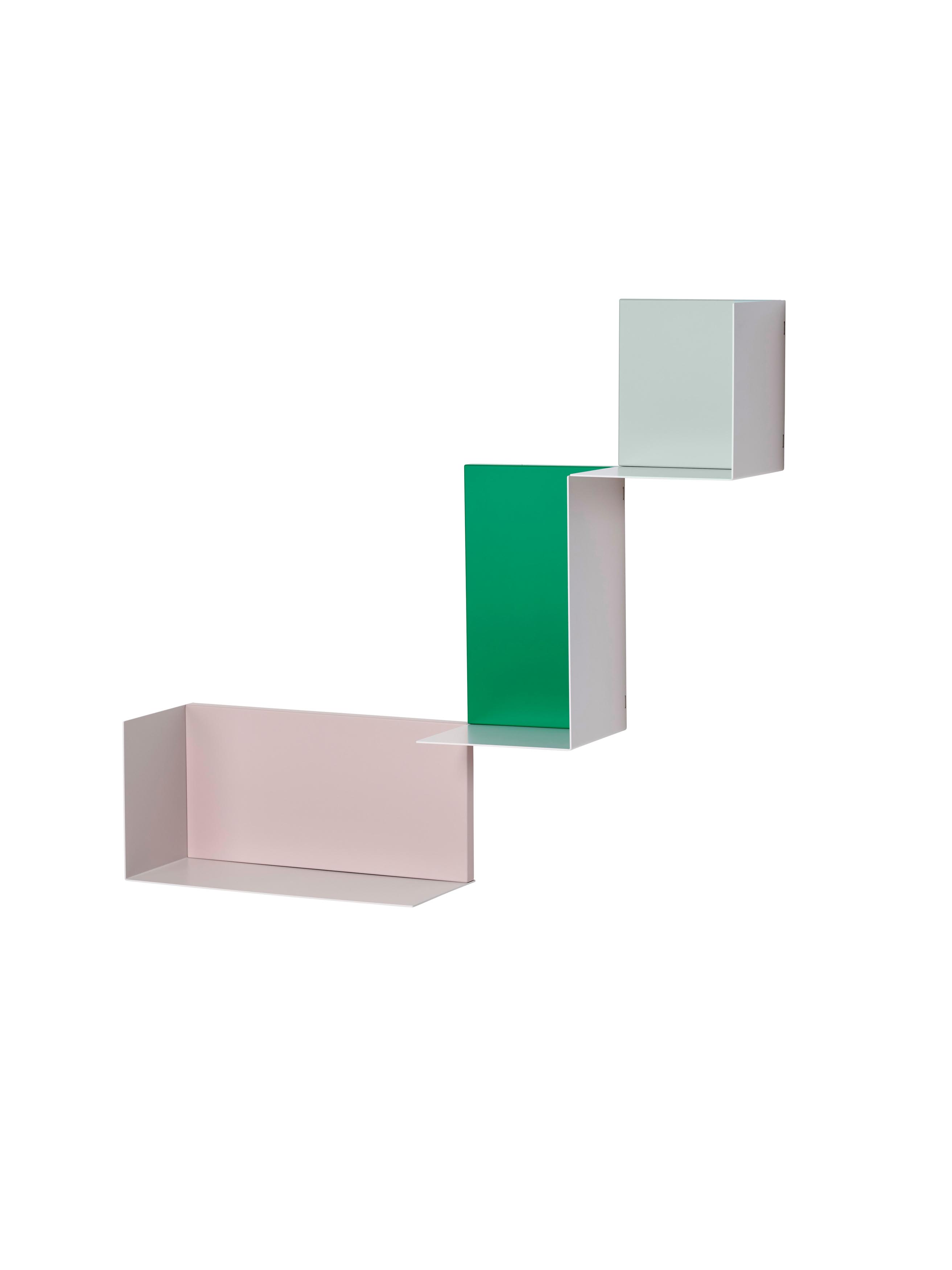 Dado Regalelement von Schönbuch: Wandregal in Rosa, Grün und Grau, modernes Design.