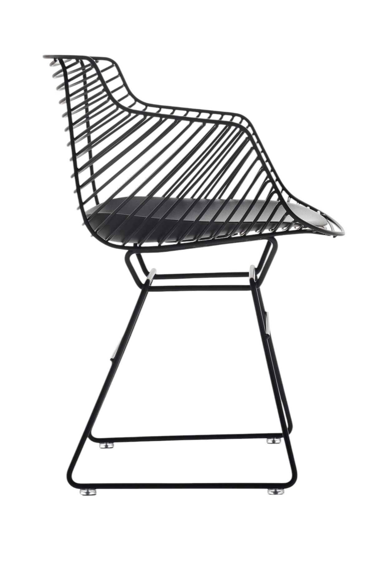 Schwarzer Flow Filo Stuhl von MDF Italia für den Außenbereich, Drahtdesign mit Sitzkissen.