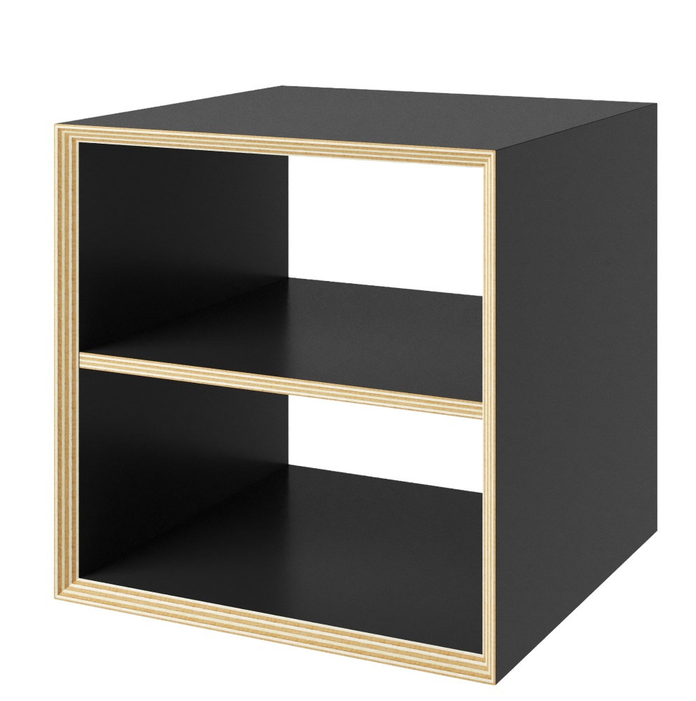 Vertiko Dice Beistelltisch von Müller Möbelwerkstätten in Schwarz mit zwei Fächern, ideal als Nachttisch.