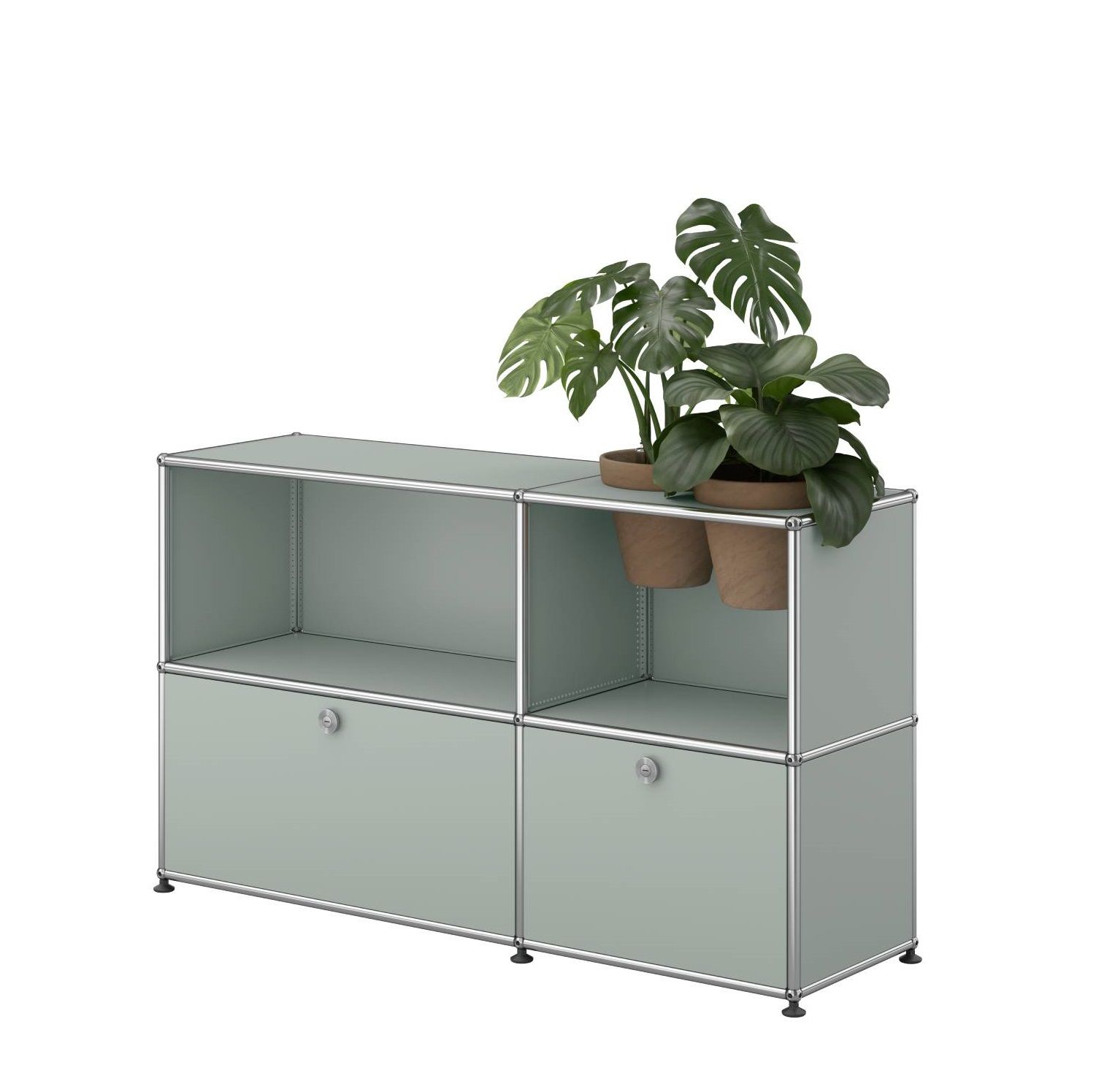 USM Haller Sideboard mit Klapptüren und Pflanzeneinsatz Lichtgrau - QUICK SHIP