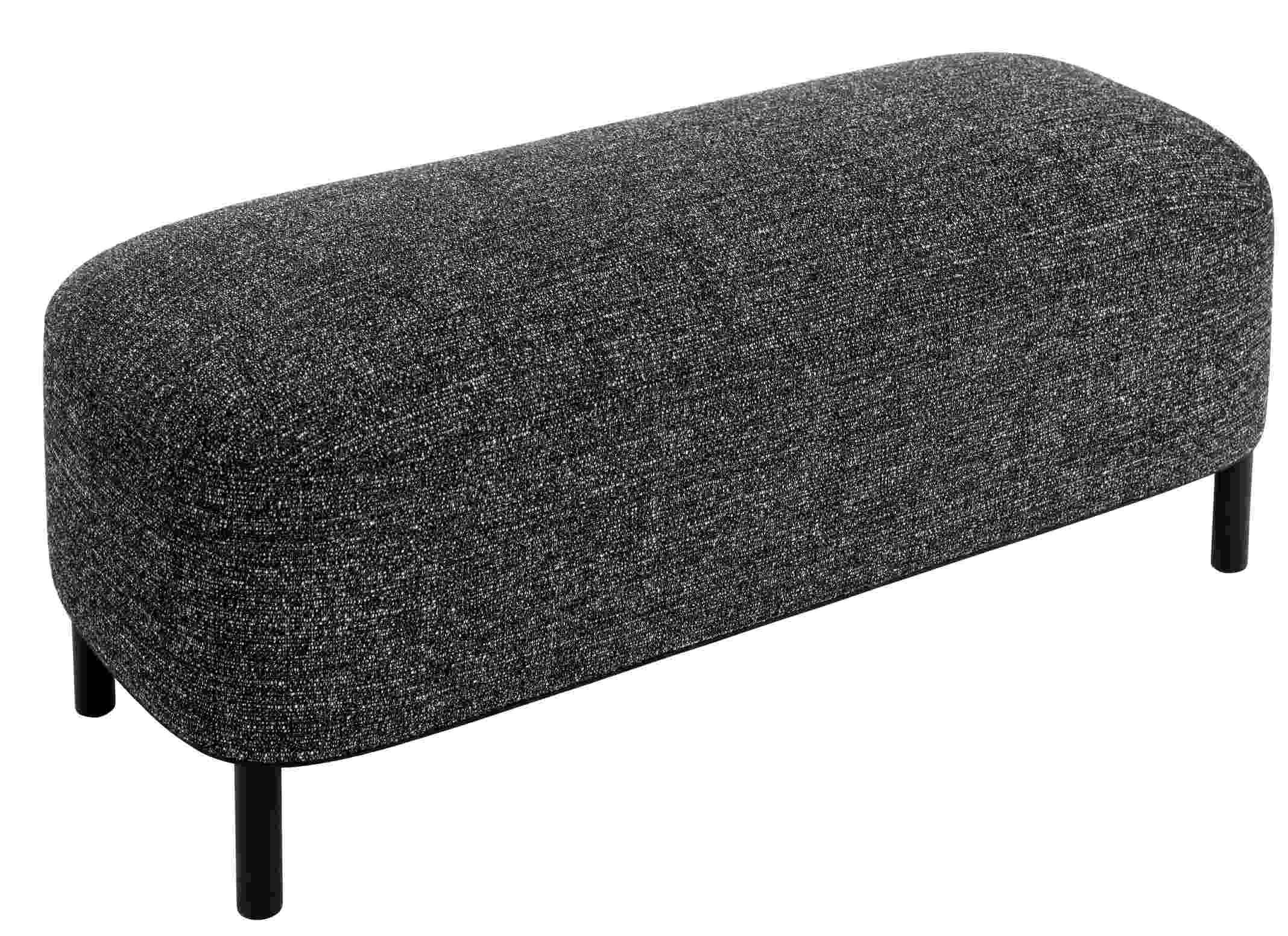 Amie Bank von Schönbuch, grauer Stoffbezug, schwarze Füße, moderne Sitzbank für Wohnzimmer und Flur.