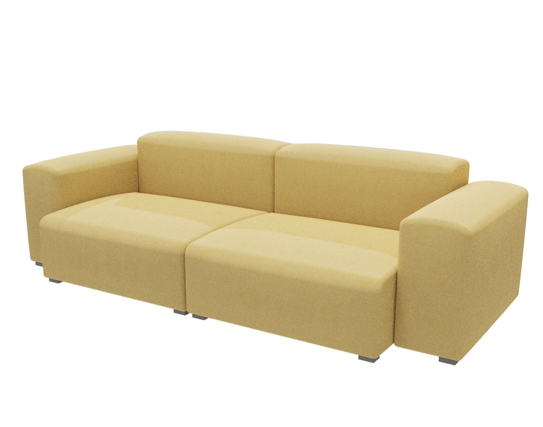 Gelbes Mags Soft Sofa von Hay, 2,5-Sitzer mit niedrigen Armlehnen, modernes Design.