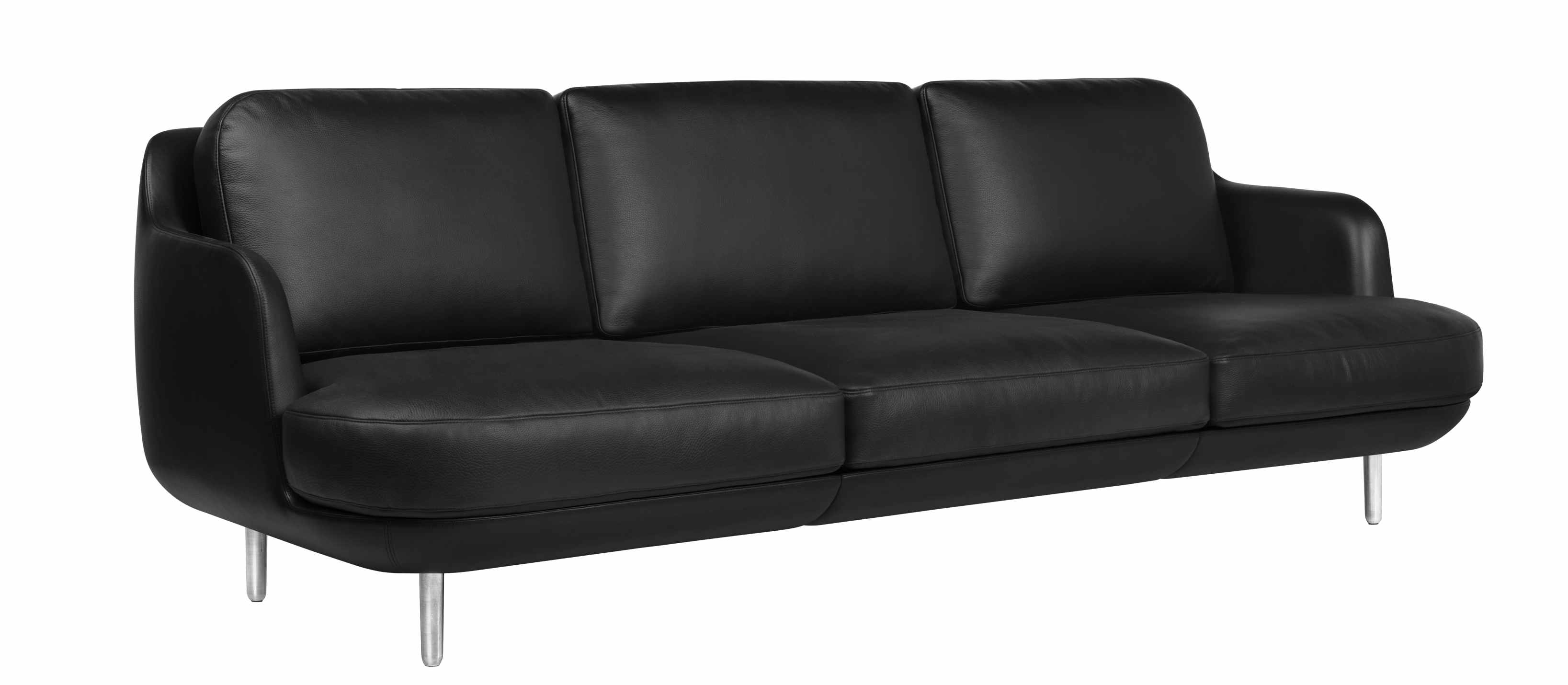 Schwarzes Lune Sofa von Fritz Hansen, ein modernes 3-Sitzer Ledersofa mit minimalistischem Design.