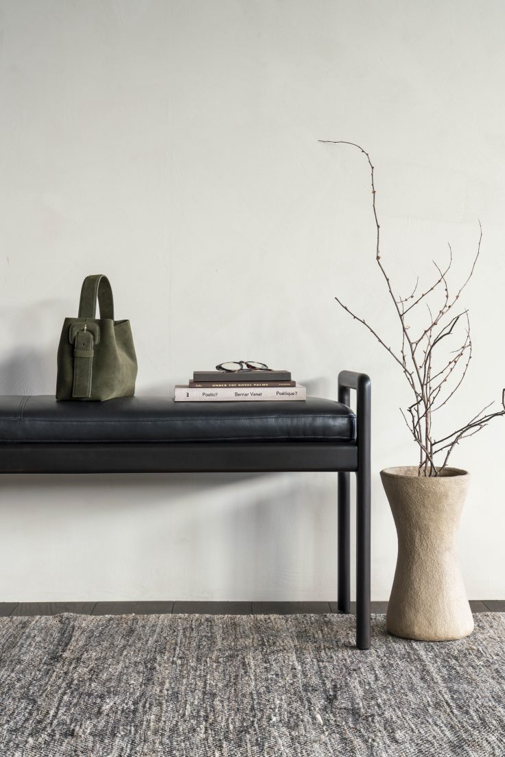 Jack Bench Bank mit Sitzpolster Leder schwarz Ethnicraft