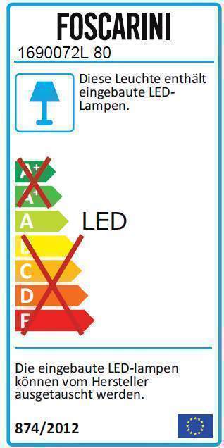 Energieeffizienzlabel der Foscarini Allegro Vivace Deckenleuchte mit LED-Lampen und Energieklasse A.