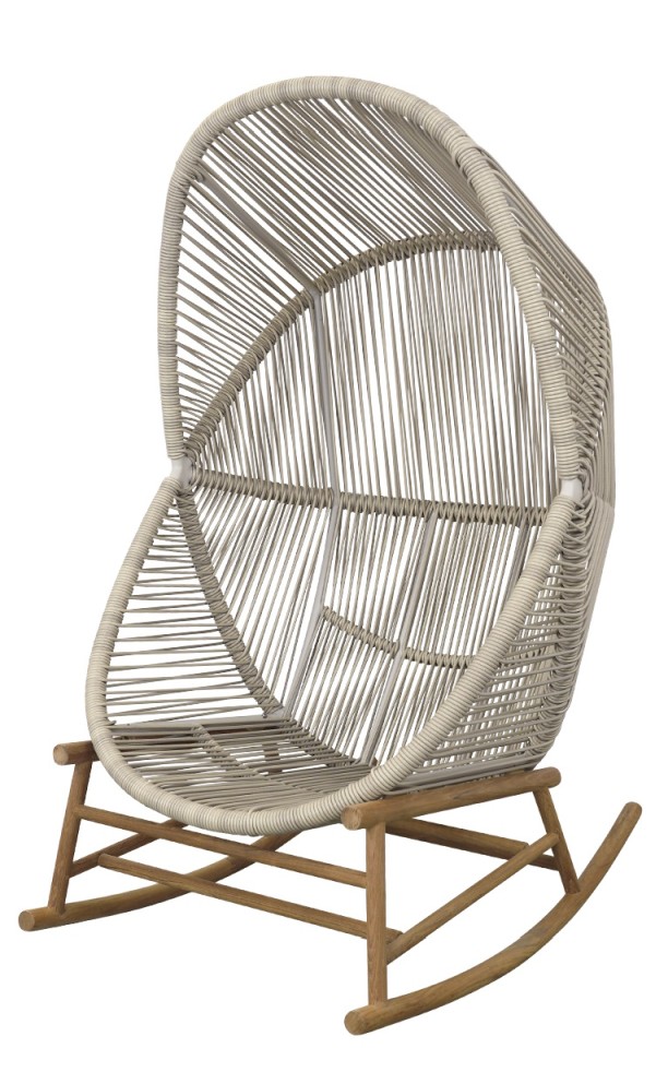 Cane-Line Hive Schaukelstuhl für den Außenbereich, aus Rattan und Holz, modernes Design.