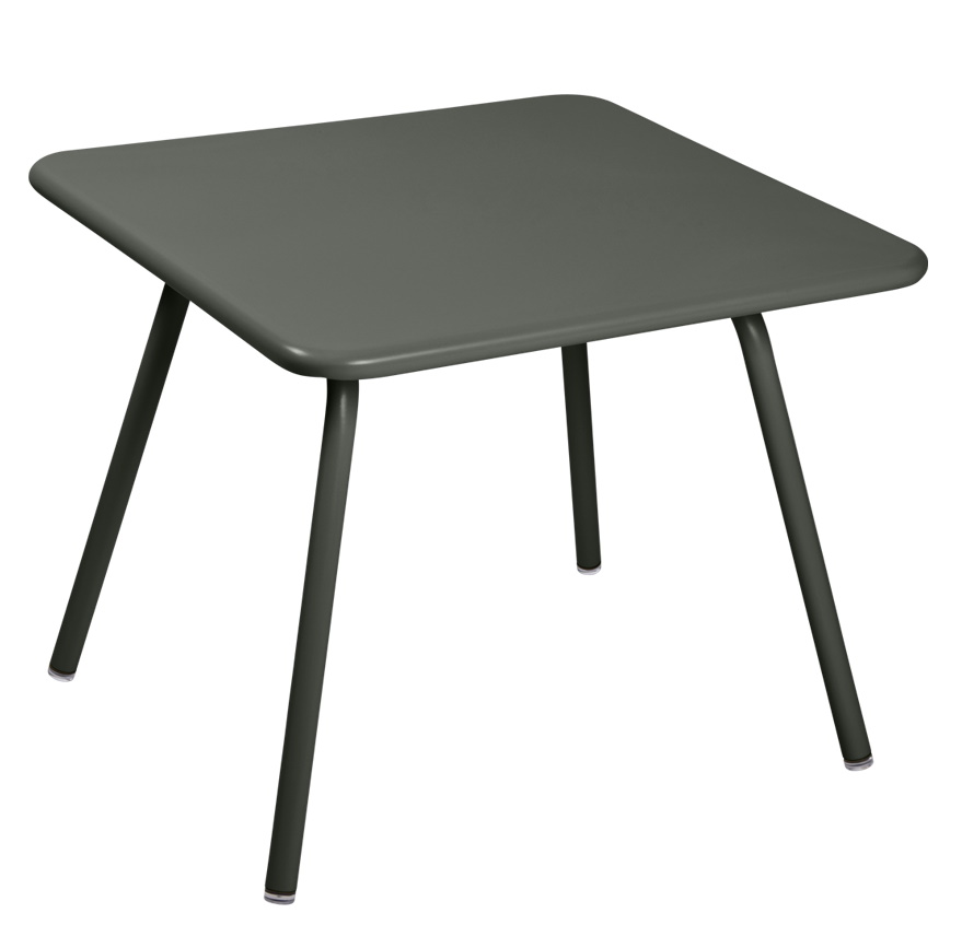 Quadratischer, grauer Kindertisch von Fermob für den Außenbereich, ideal für Garten und Terrasse.