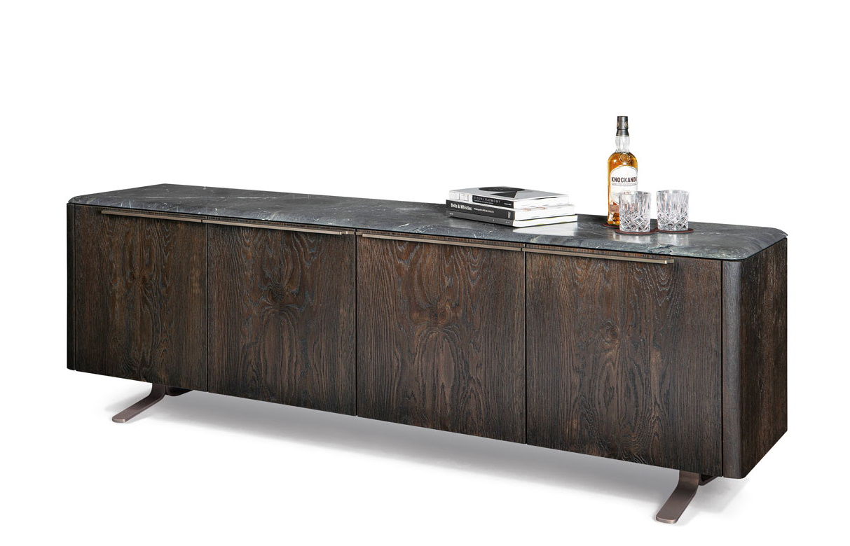 Anthrazitfarbenes BC 11 Basket Sideboard mit vier Türen und kupferfarbenem Gestell von Janua.