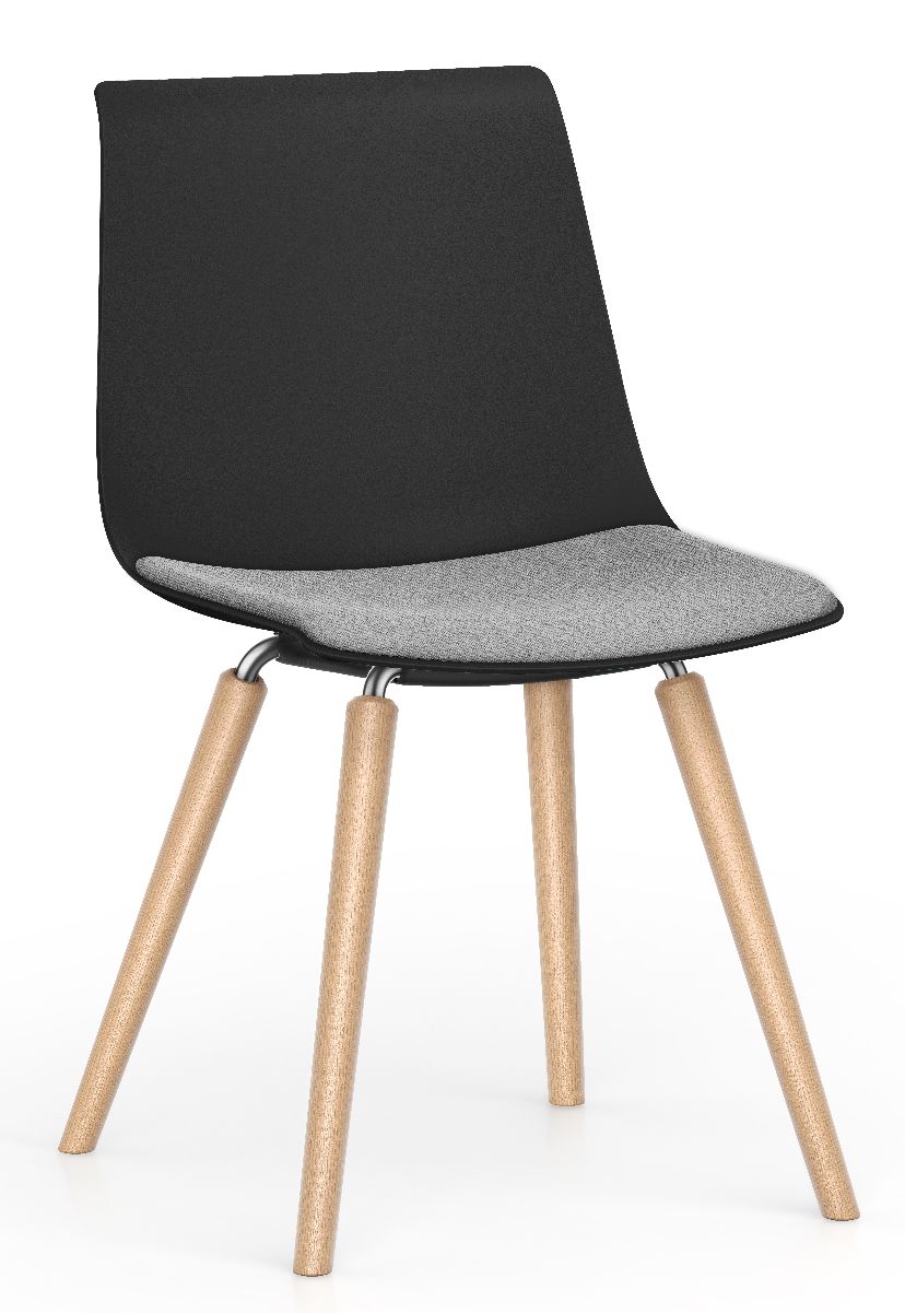 Shuffleis Besucherstuhl Vierfuß Holz mit Sitzpolster Interstuhl