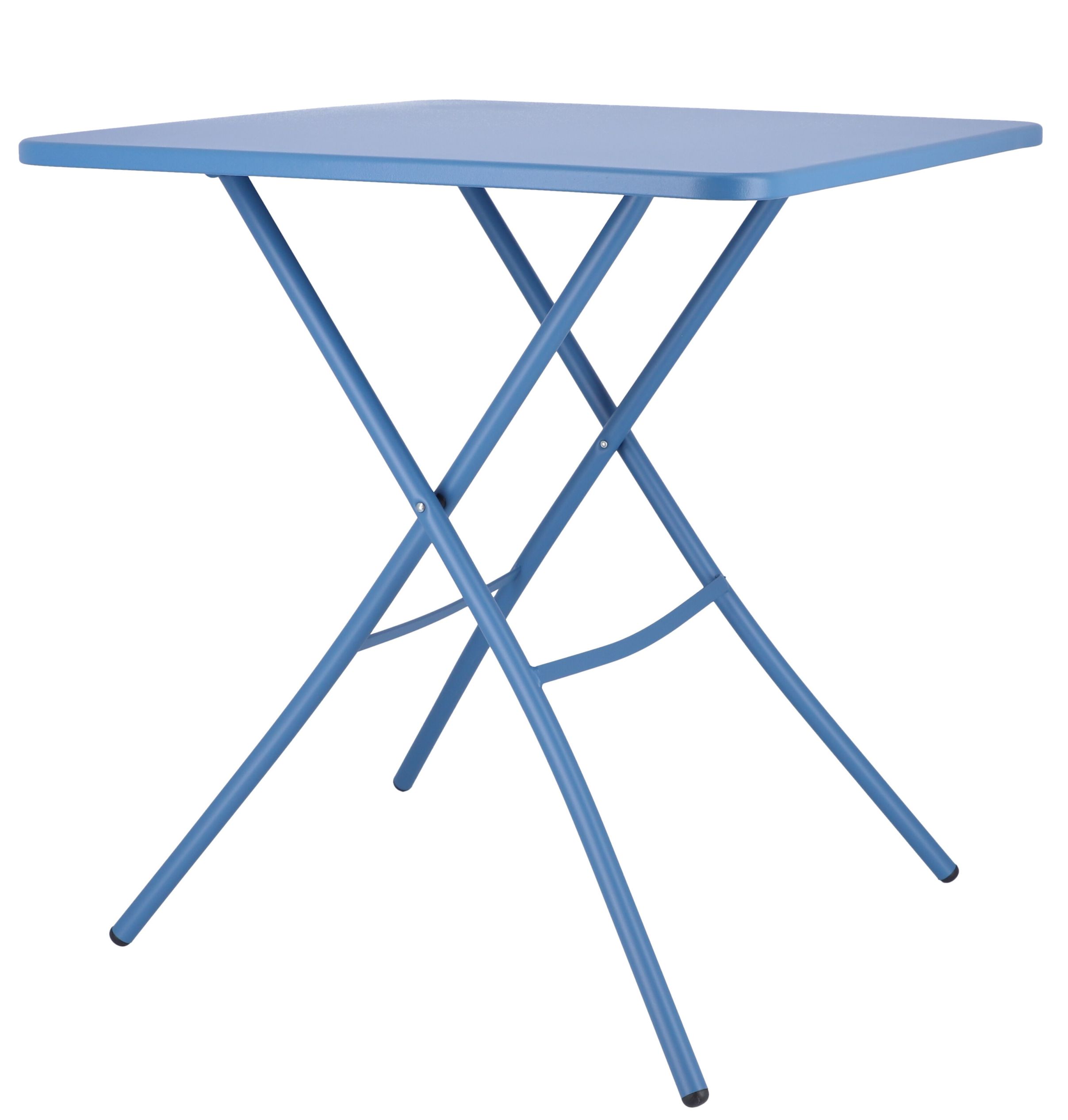 Blauer Fiam Sirio Klapptisch von Jan Kurtz für den Outdoor-Bereich, quadratisch und platzsparend.