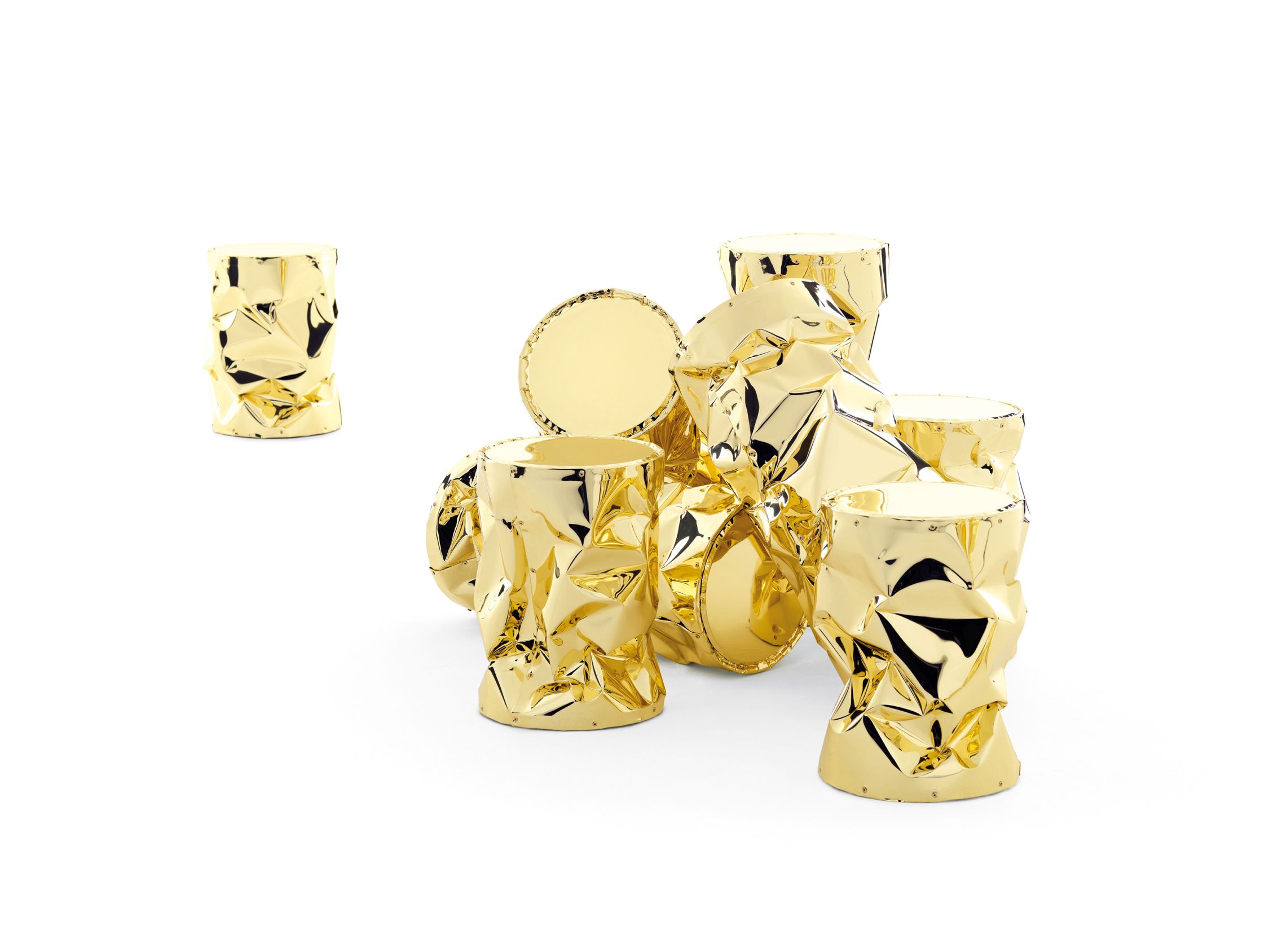 Goldfarbener Big Tab.u Hocker von Opinion Ciatti, moderner Design Hocker und Beistelltisch.