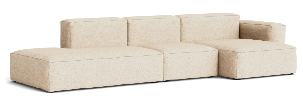 Mags Soft Sofa 3-Sitzer Combination 4 Low Armrest Armlehne rechts Hay Stoff Bolgheri LGG60 mit Beige Naht