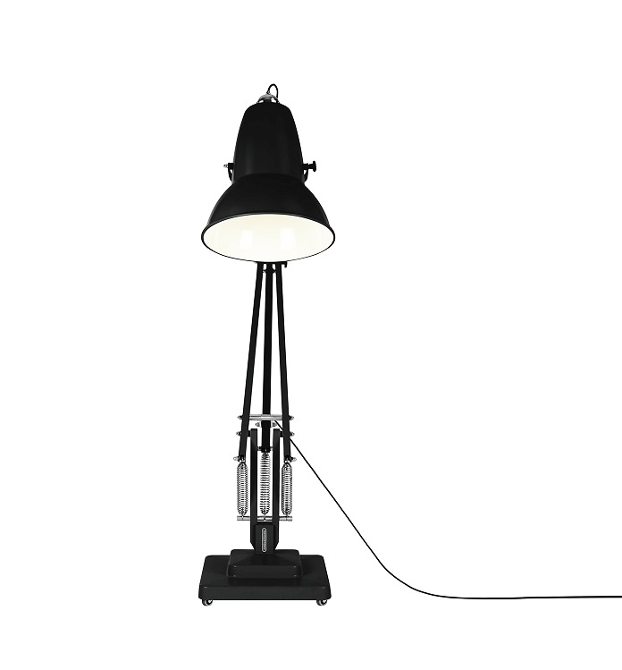 Schwarze Anglepoise Original 1227 Giant Stehleuchte für Innenräume, verstellbare Designerlampe.