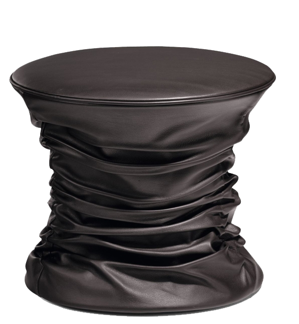 Brauner Bellows Hocker von Walter Knoll, Lederhocker als Beistelltisch oder Sitzgelegenheit.