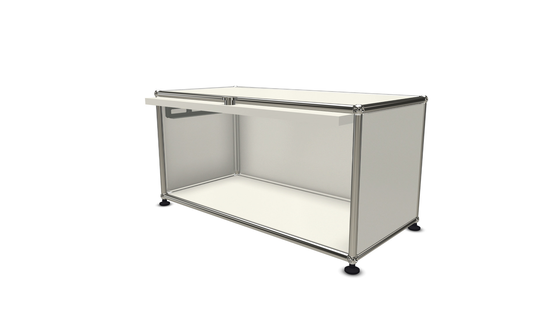 USM Haller Möbelbausystem: Detailansicht der weißen Einschubtür als Ersatzteil für modulare Regale.