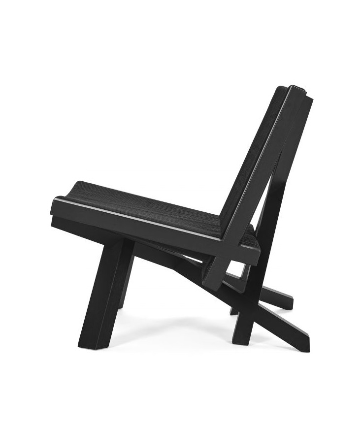 Schwarzer Volkshaus Lounge Chair Sessel von ClassiCon, moderne Sitzgelegenheit aus Holz, Seitenansicht.