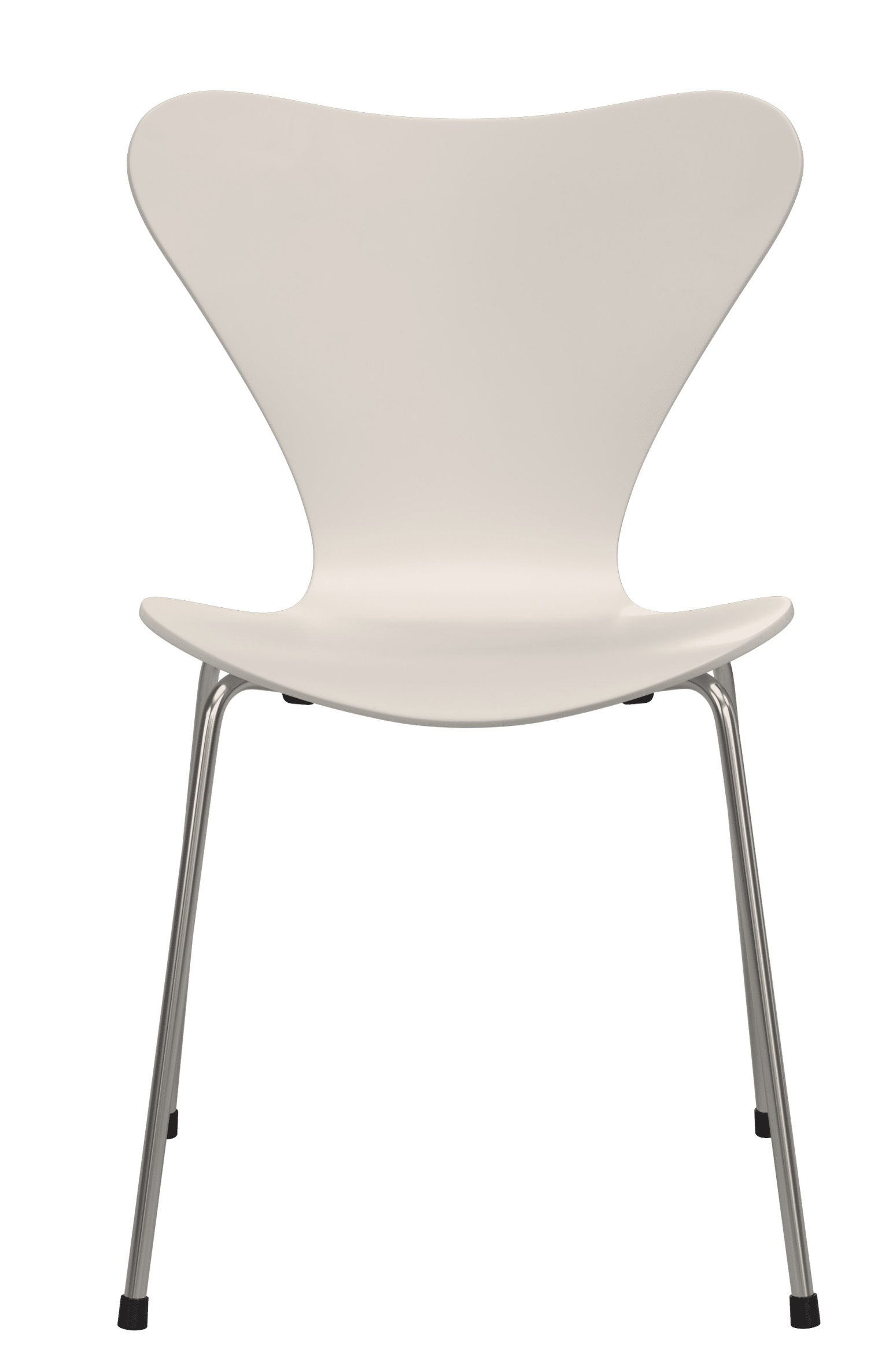 Weißer Siebener Stuhl von Fritz Hansen mit Chromgestell, modernes Design für Esszimmer und Büro.