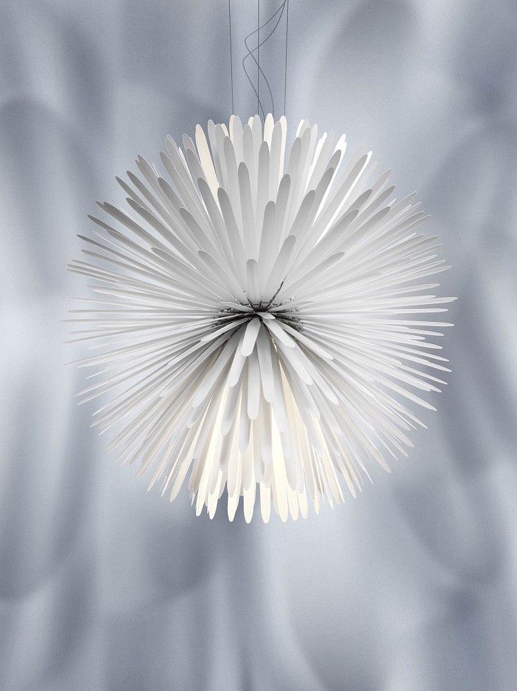 Weiße Sun Light of Love Pendelleuchte von Foscarini, moderne LED-Hängelampe für Wohnzimmer und Esszimmer.