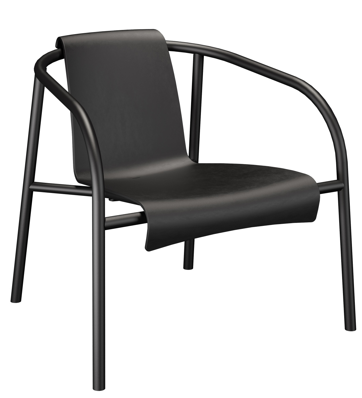 Schwarzer Nami Lounge Chair Sessel von Houe für den Außenbereich, modernes Design mit Armlehnen.