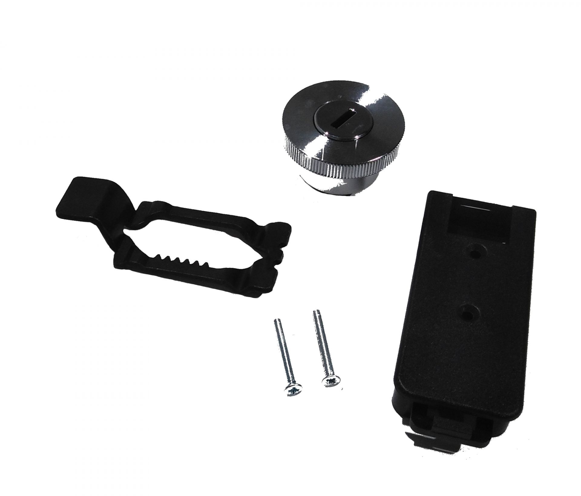 USM Haller Griff-Set für Klapptüren und Ausziehtüren, bestehend aus Griff, Halterung und Schrauben.