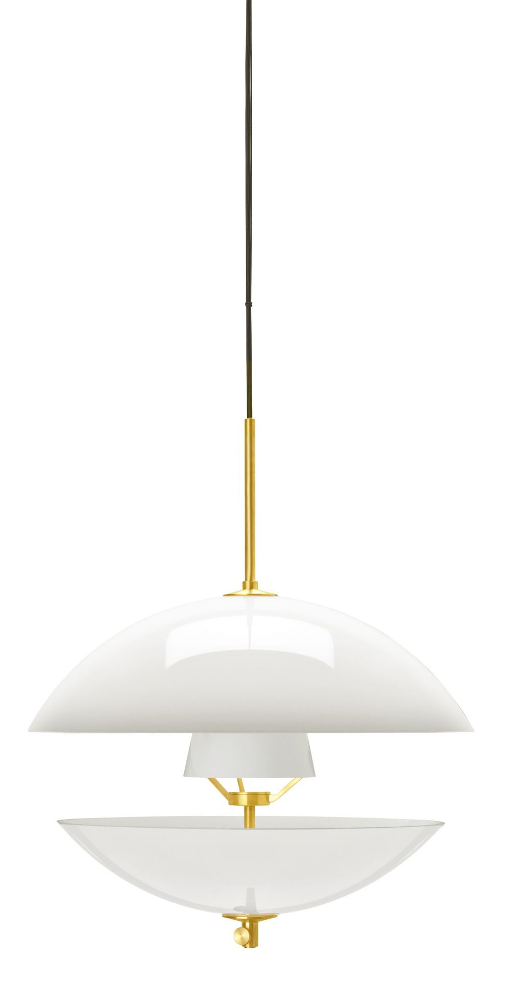 Weiße Clam Pendelleuchte von Fritz Hansen, 55 cm Durchmesser. Moderne Hängelampe für Wohnzimmer und Esszimmer.