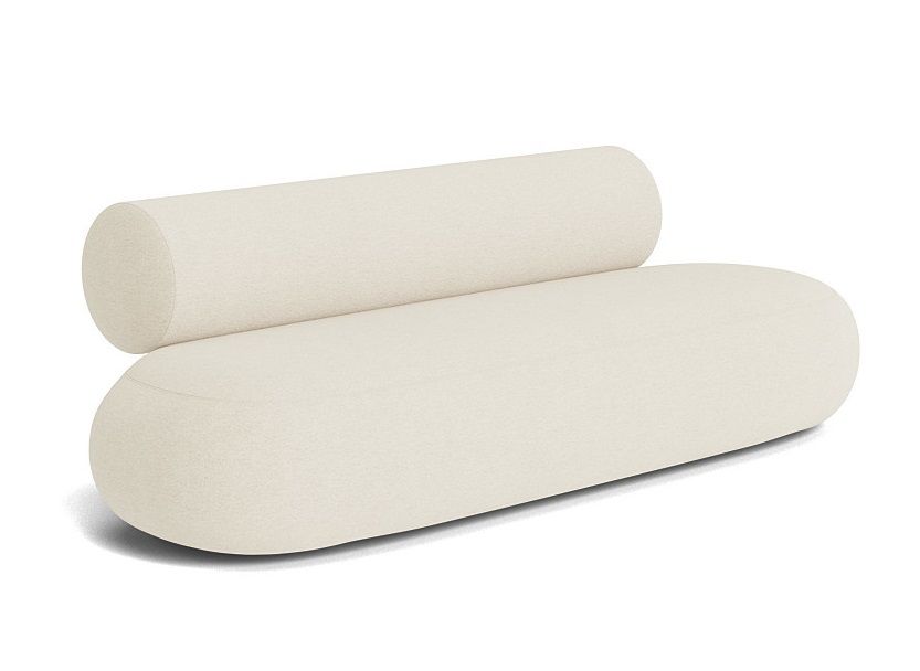 Beiges Hippo Sofa mit zylindrischem Rückenkissen, modernes Design Sofa für Wohnzimmer.