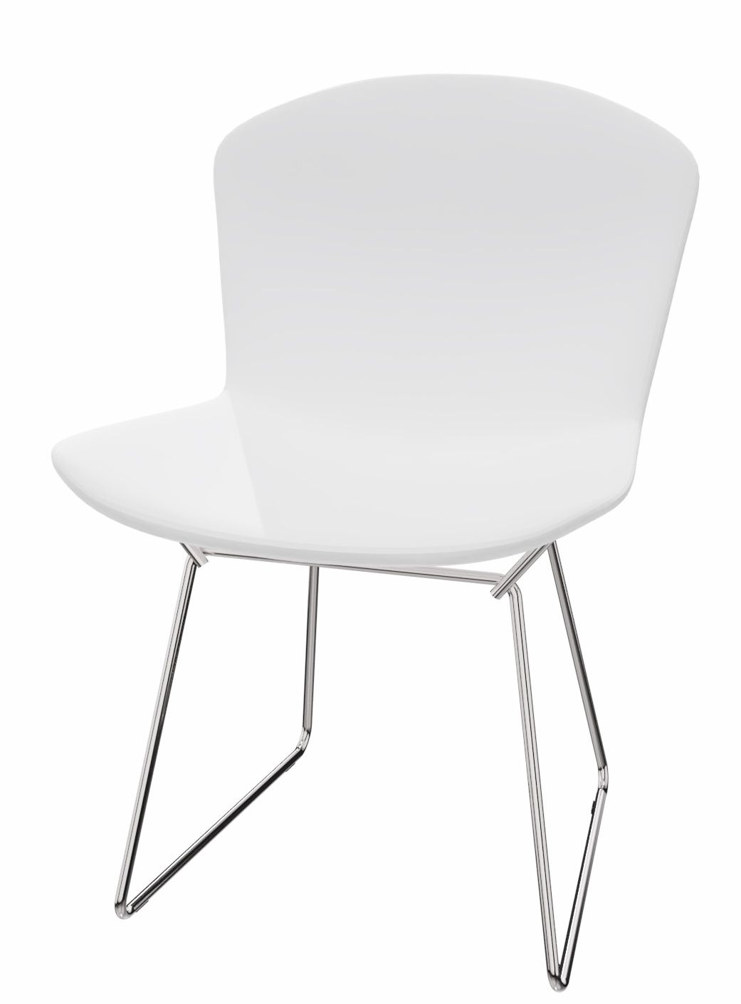 Bertoia Plastic Side Chair Stuhl Knoll International QUICK SHIP- Verchromt - Weiss