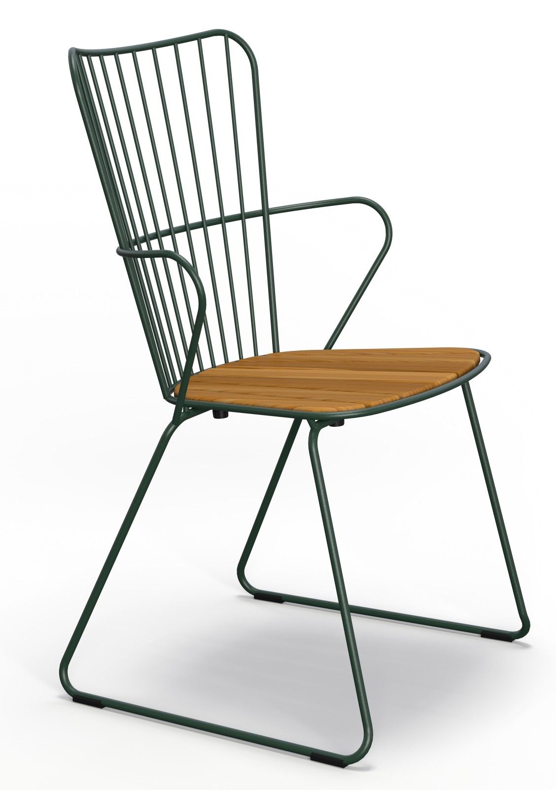 Paon Outdoor Dining Chair, Houe Stuhl in Kieferngrün mit Holz-Sitzfläche für den Garten.