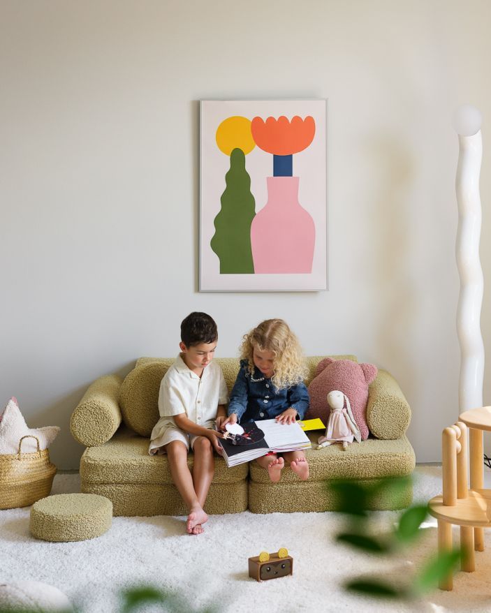 Kinderspielsofa Teddystoff Matcha Wigiwama