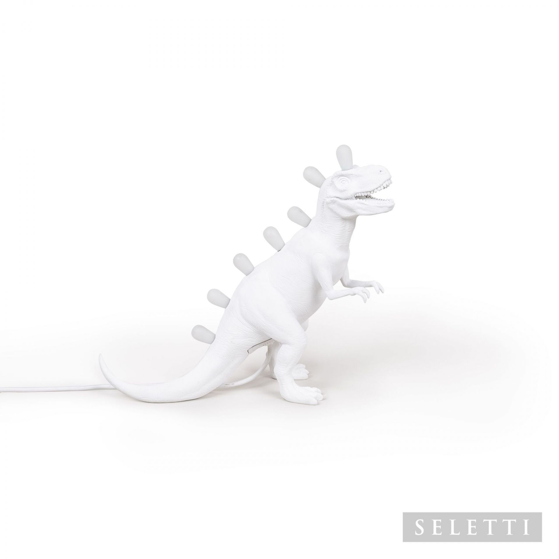 Weiße Jurassic Lamp Rex Leuchte von Seletti, Dinosaurier Lampe für Kinderzimmer und Wohnraum.