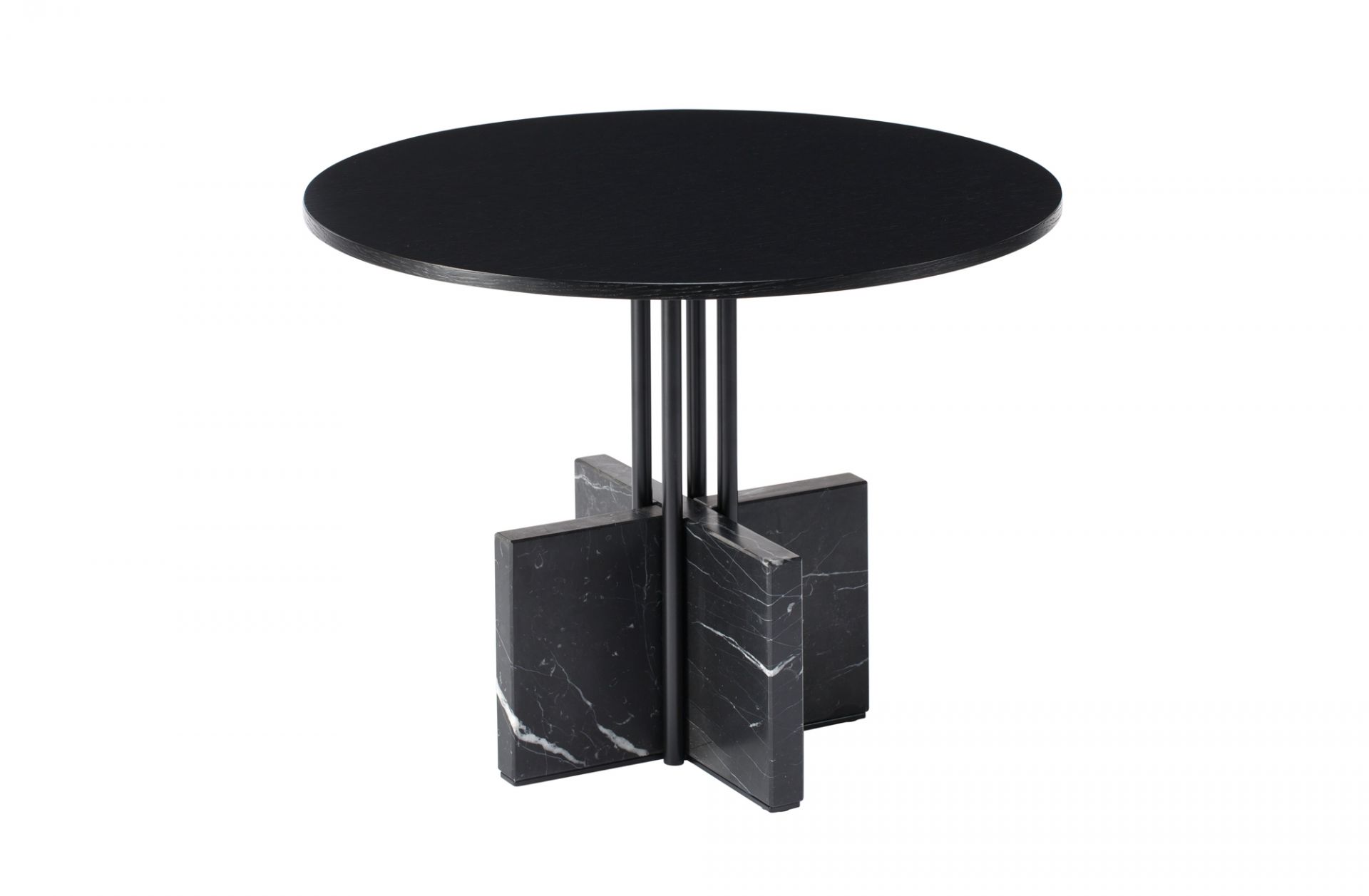 Gravity Table Beistelltisch mit schwarzer Tischplatte und Marmorfuß, moderner Design-Tisch für Wohnzimmer.
